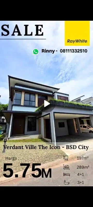 dijual Rumah Baru di cluster Verdant Ville -  The Icon BSD