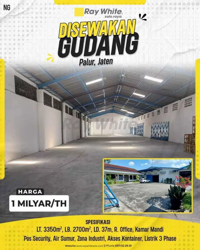 Disewakan Gudang Luas di Palur, Cocok untuk Berbagai Jenis Usaha