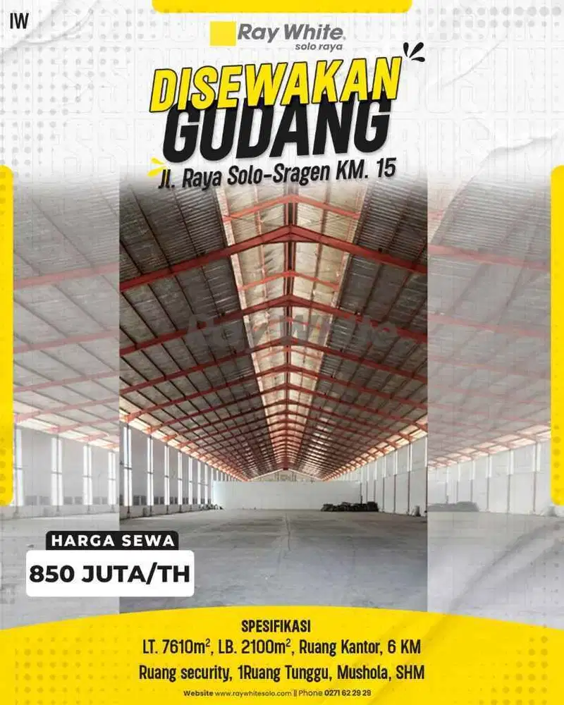 Disewakan Gudang Luas  di Jl. Raya Solo-Sragen, Investasi Terbaik!!!