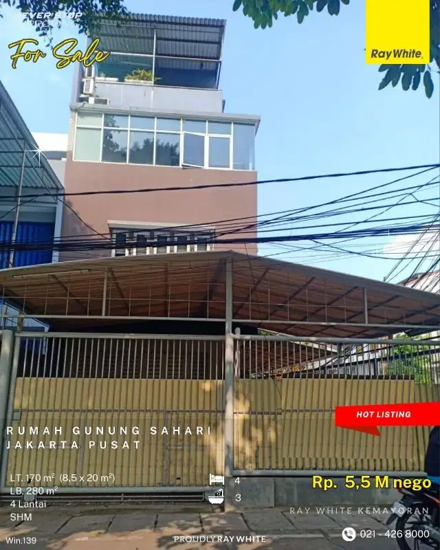 Rumah Siap Huni Dijual di Gunung Sahari VII Jakarta Pusat