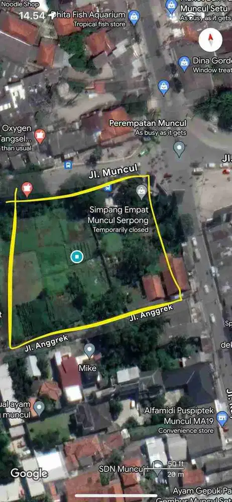 Dijual tanah komersil di jalan raya puspitek tangerang selatan