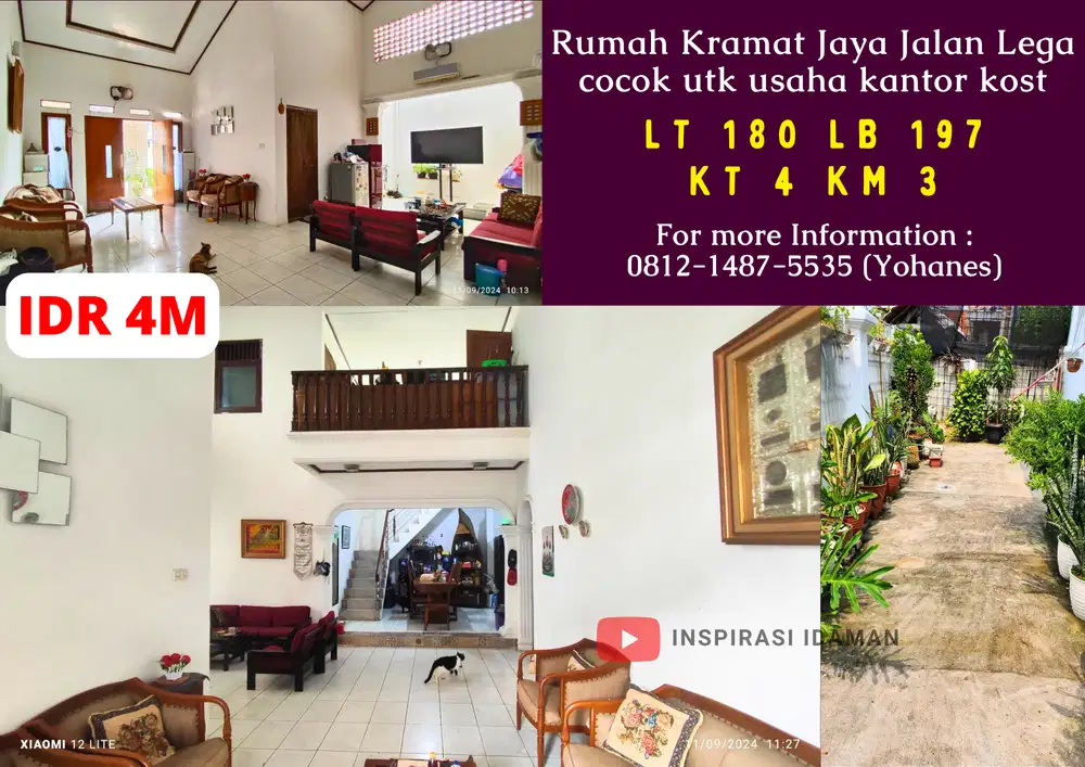 Rumah Kramat Jaya Jalan Lega cocok utk usaha kantor kost