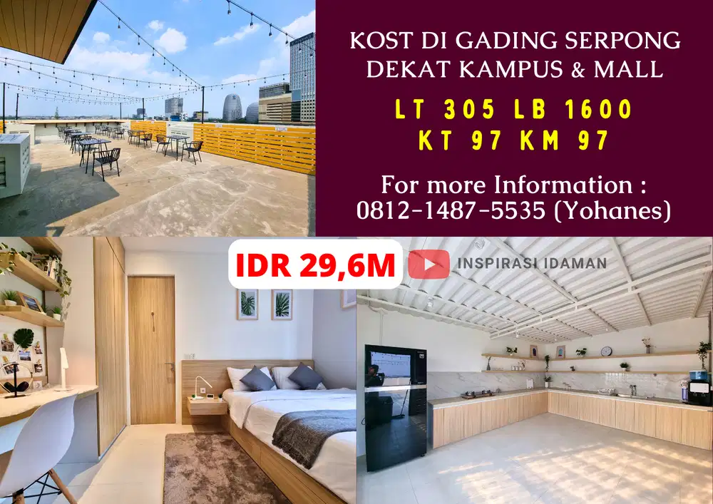 Kost di GADING SERPONG Dekat Kampus & Mall