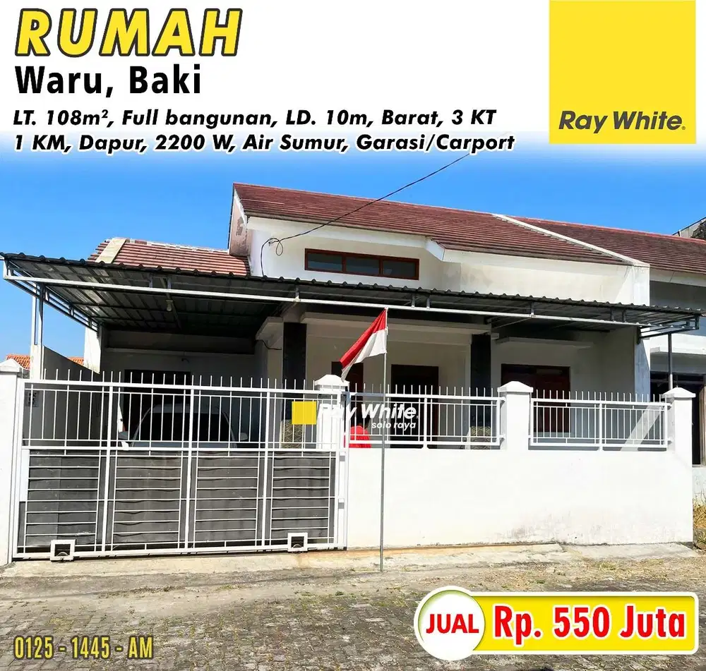 Dijual Rumah Waru Baki Sukoharjo dalam Perumahan