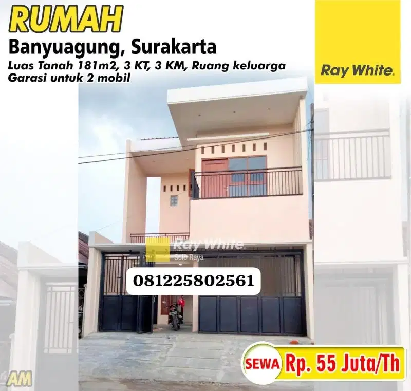 Disewakan Rumah 2 Lantai Bagus Dan Siap Huni Lokasi Banjarasi Solo