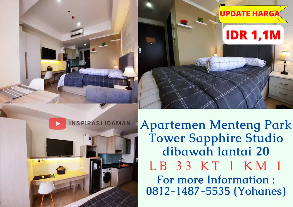 Menteng Park Tower Sapphire LB 33 Studio dibawah lantai 20