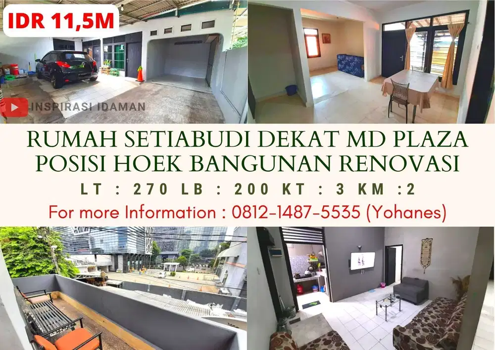 Rumah Setiabudi Dekat MD Plaza Posisi Hoek Bangunan Renovasi