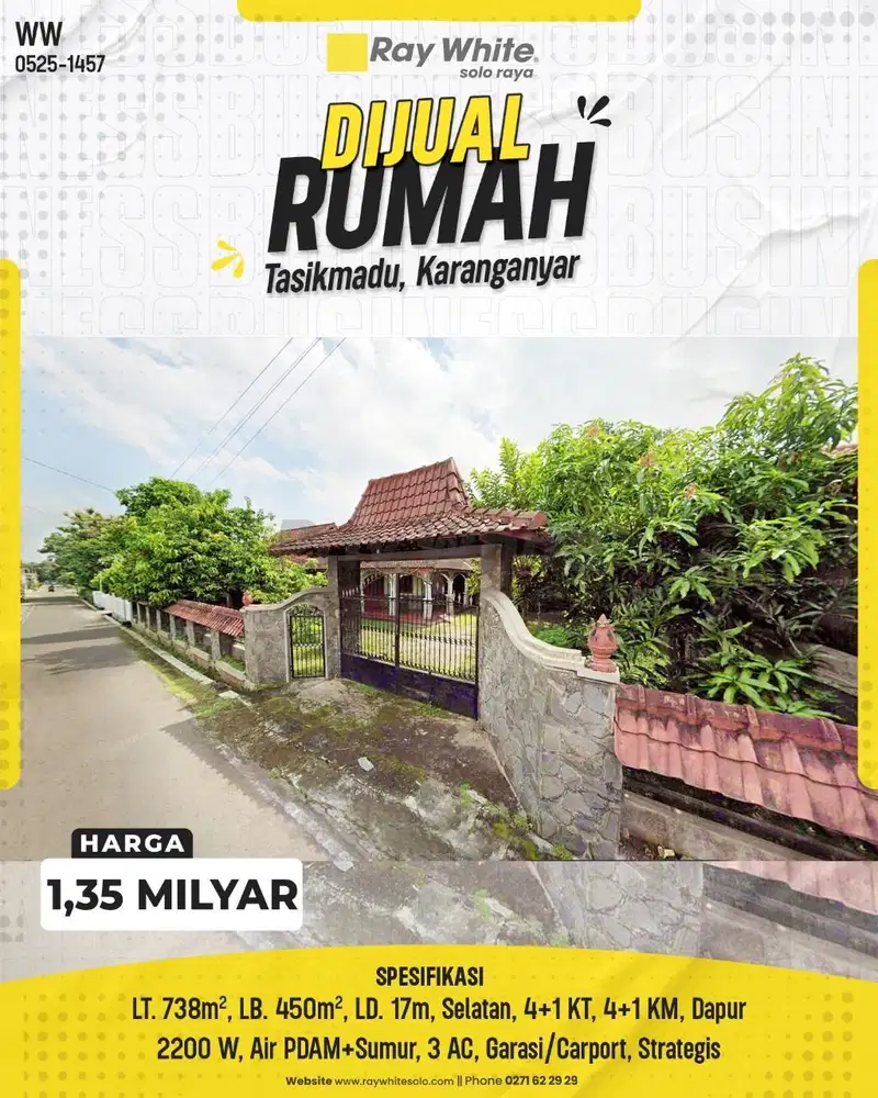 Dijual Rumah Klasik Tanah Luas Siap Huni Dekat Alun Alun Karanganyar