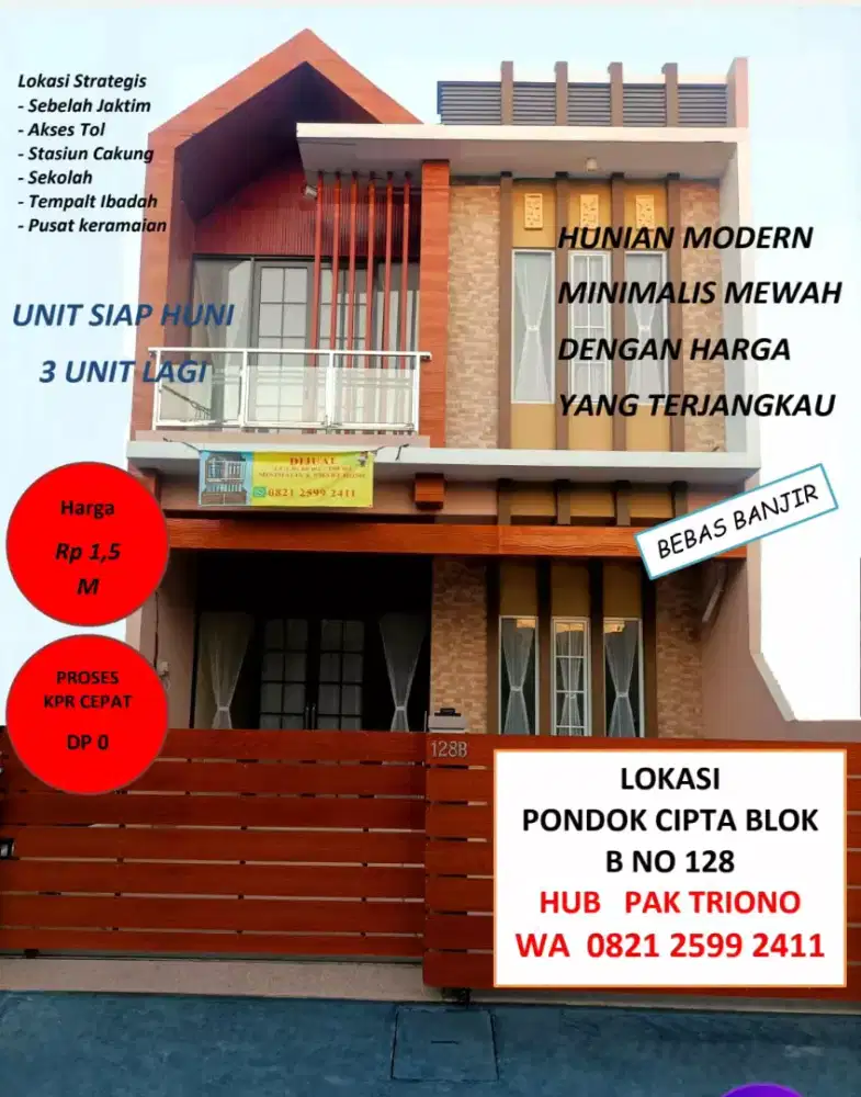 Rumah Baru Minimalis di Griya Bintara / Pondok Cipta Bintara Bekasi