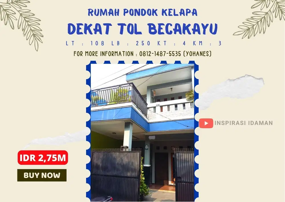 Rumah Pondok Kelapa Jakarta Timur Lokasi Strategis