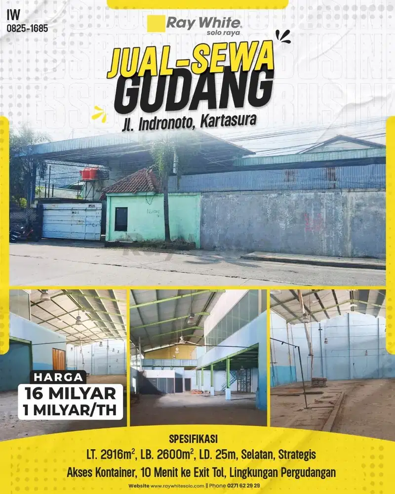 Jual /sewa gudang di kartasuro Jawa tengah