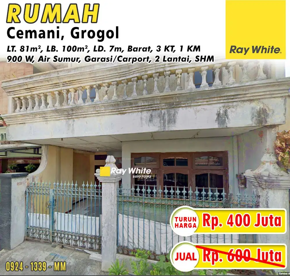 Dijual Rumah 2 Lantai Harga Murah Lokasi Cemani Grogol Dekat Solobaru