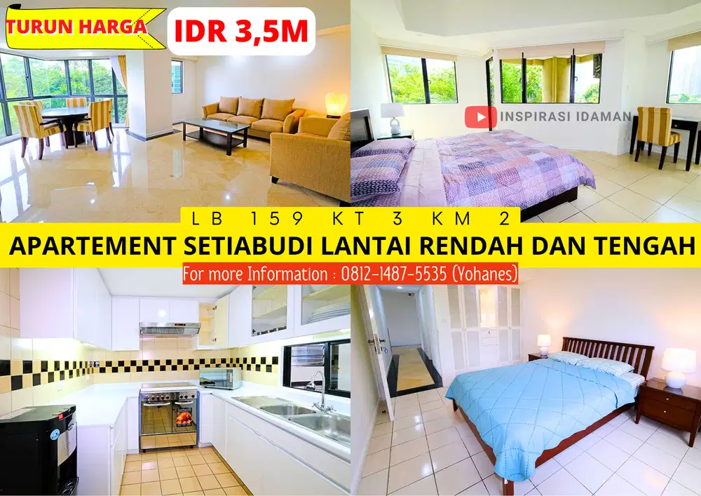Apartement Setiabudi 2BR lantai rendah dan tengah