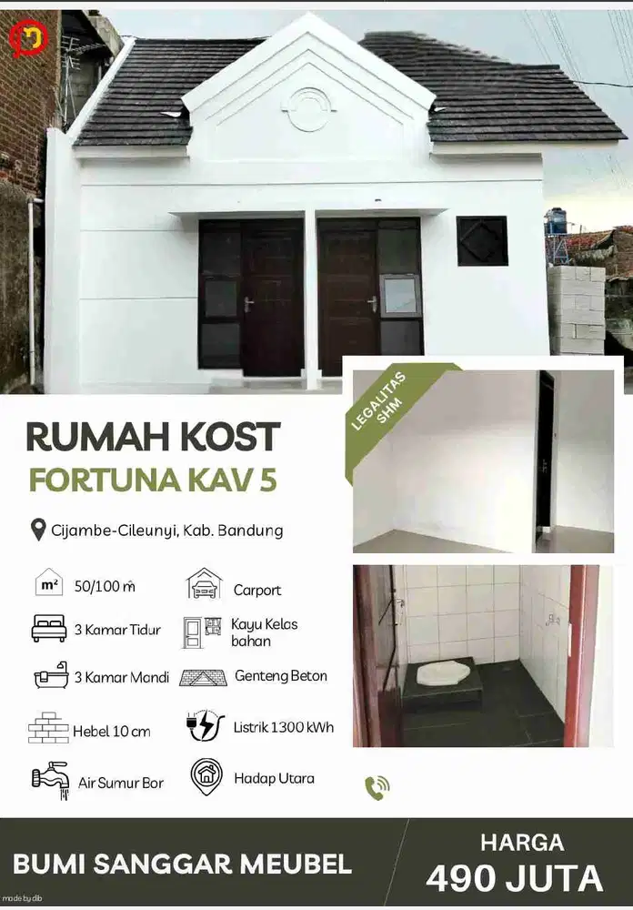 Dijual Kost Strategis Dekat Jalan Raya Cibiru Cinunuk Tanpa Bank