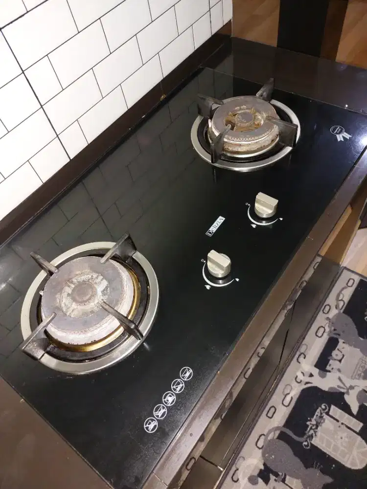 Kompor tanam 2 tungku black glass DELIZIA burner italia