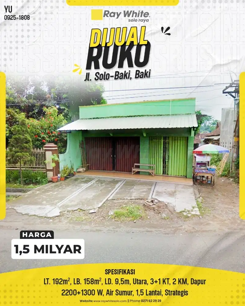 Dijual Ruko Siap Pakai Harga Murah Di Baki Cocok Untuk Usaha / Kantor