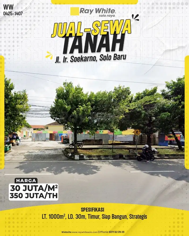 Dijual / Disewakan Tanah di Jl. Ir. Soekarno, Solo Baru