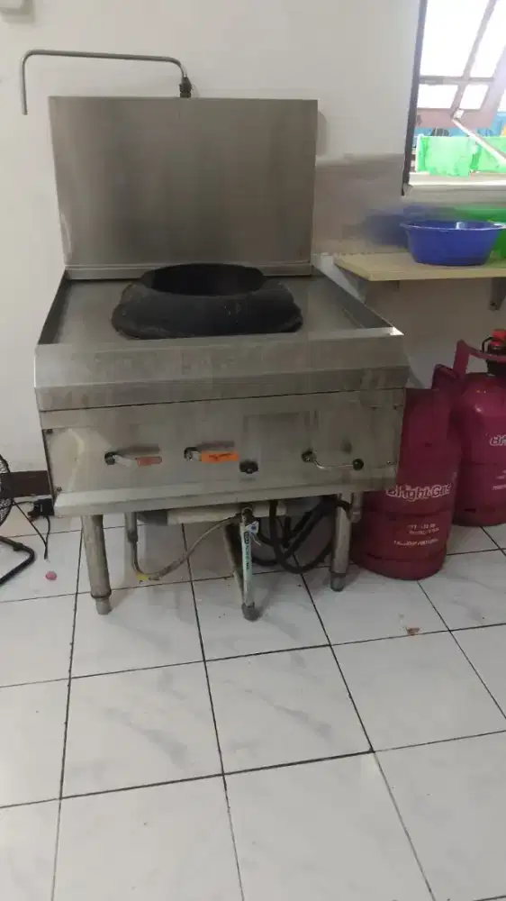 Kompor wok kwali range one burner wajan besar with blower & air