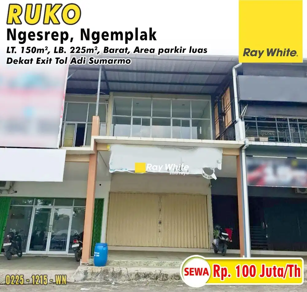 Disewakan Ruko Strategis Dekat Bandara Solo, Jl. Adisumarmo, Ngesrep