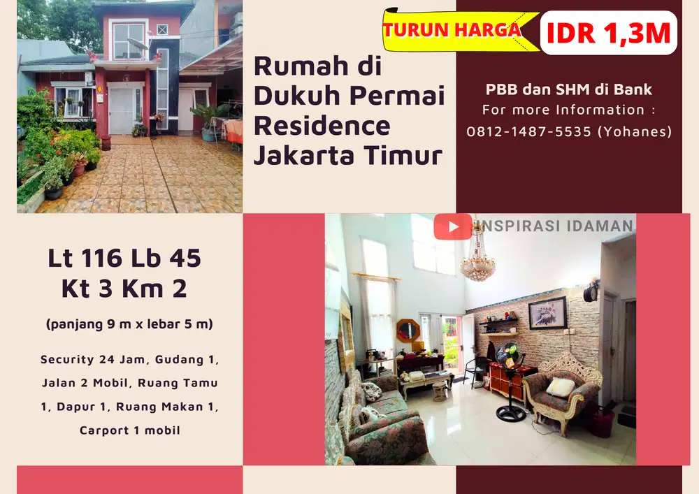 Rumah di Dukuh Permai Residence Jakarta Timur