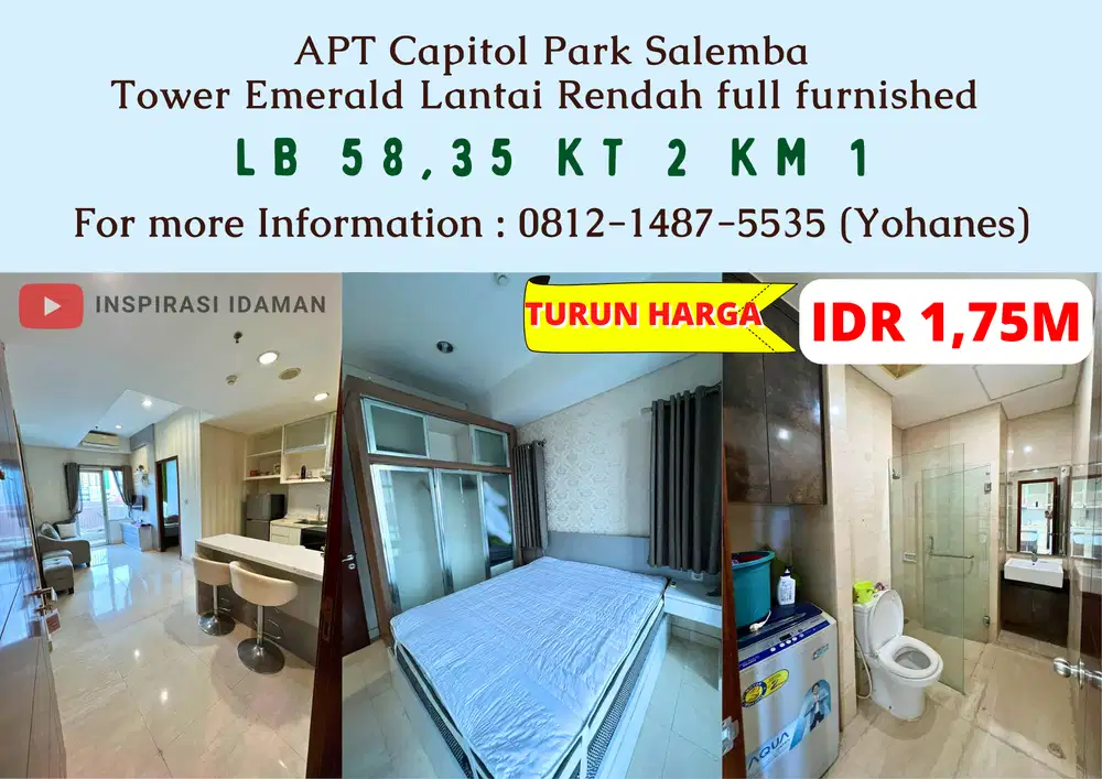 APT Capitol Park Salemba tower Emerald lantai rendah full furnished