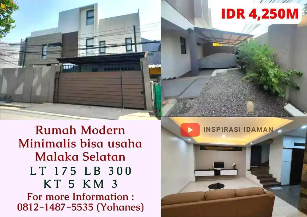 Rumah Modern Minimalis Malaka Selatan bisa usaha