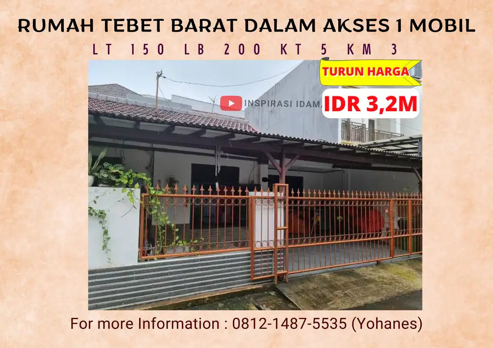 Strategis Rumah Komplek Tebet One Gate Security Garasi 2 Mobil