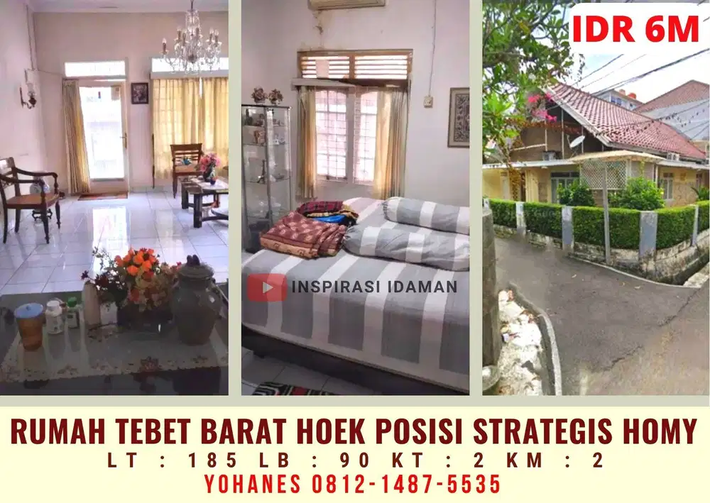 Rumah Tebet Barat Hoek posisi Strategis jalan 2 mobil