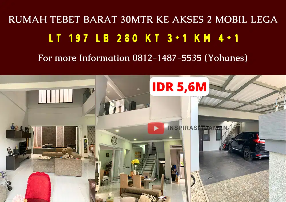 Rumah 197mtr Tebet Barat 30mtr ke akses 2 mobil lega