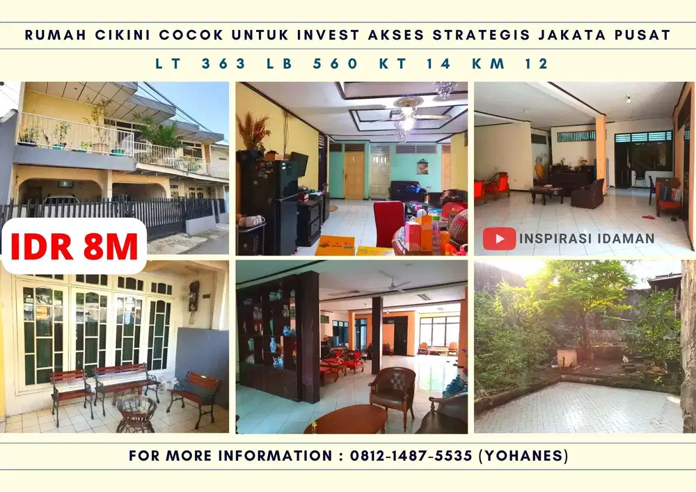 Rumah Cikini luas 363mtr Cocok Untuk Invest Akses Strategis Menteng