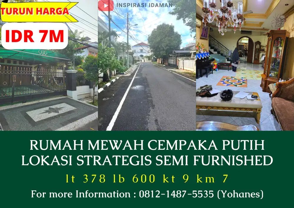 Rumah Mewah Cempaka Putih Tengah lokasi strategis semi furnished