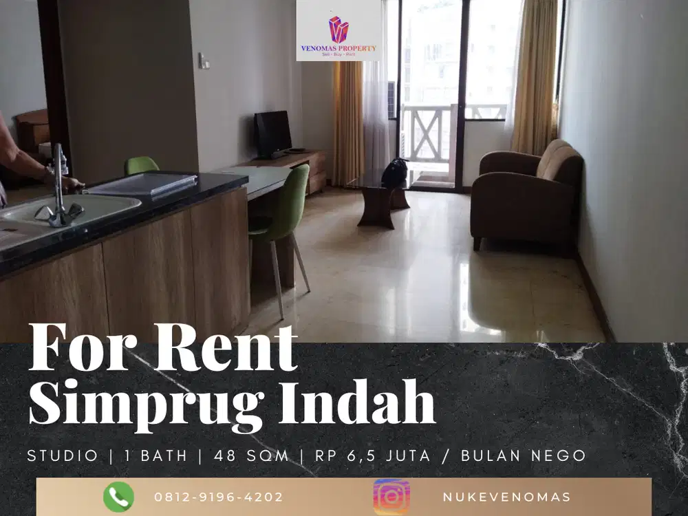 Disewakan Apartment Simprug Indah Type Studio Furnished Mid Floor