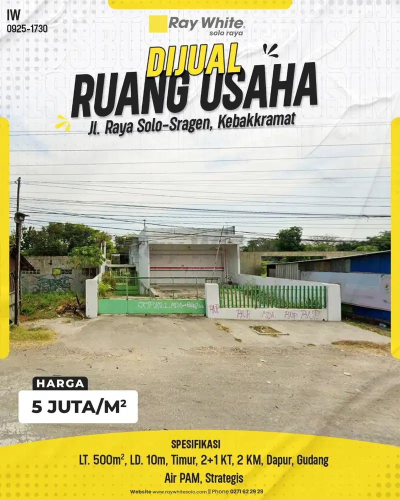 Dijual Ruang Usaha Siap Pakai Di Jalan Solo Sragen Dekat Tol