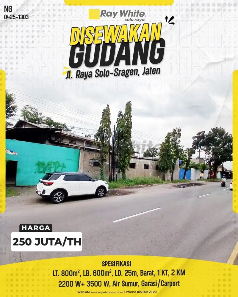 Disewakan Gudang Siap Pakai Dijalan Utama Solo Sragen Zona Industri