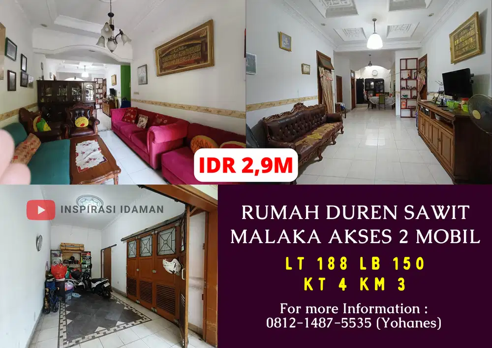 Rumah Duren Sawit Malaka 188mtr akses 2 mobil