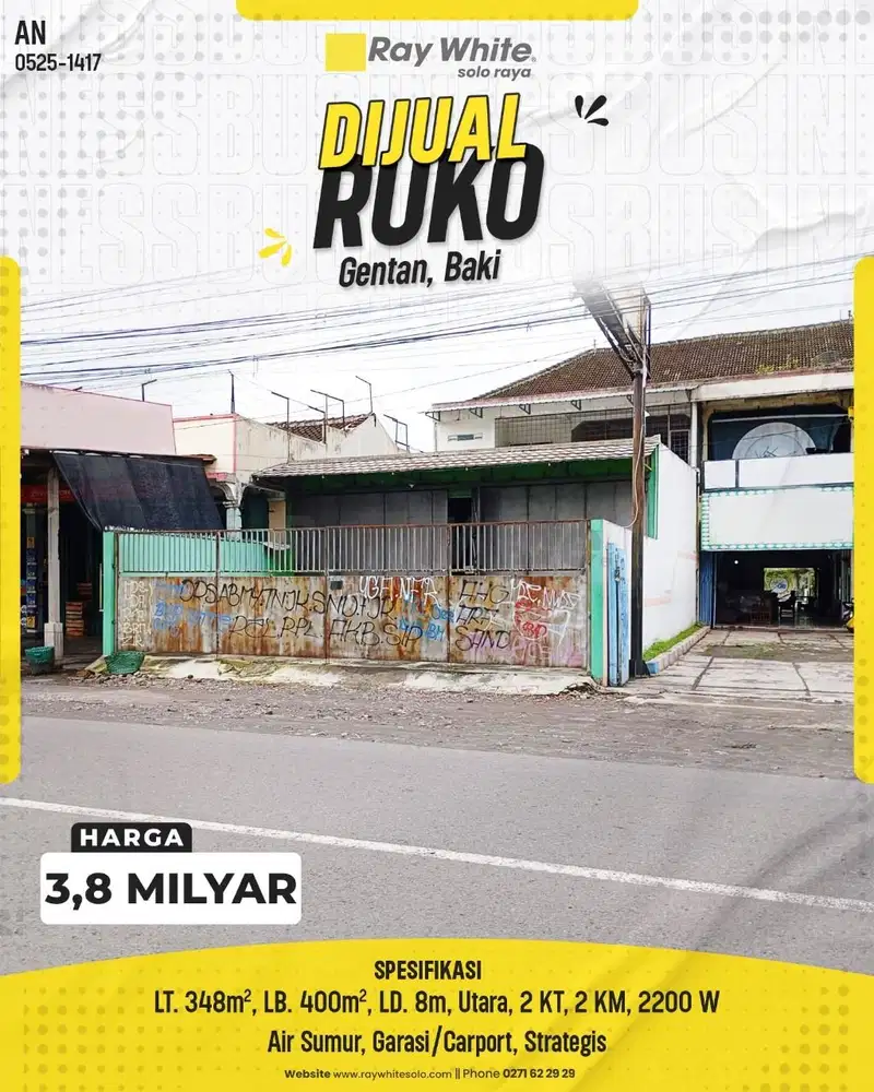 Dijual Ruko di Jl Utama Mangesti Raya Gentan Baki