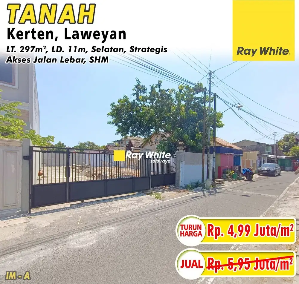 Tanah dijual Kerten Solo utara hotel Sunan cocok untuk rumah mewah