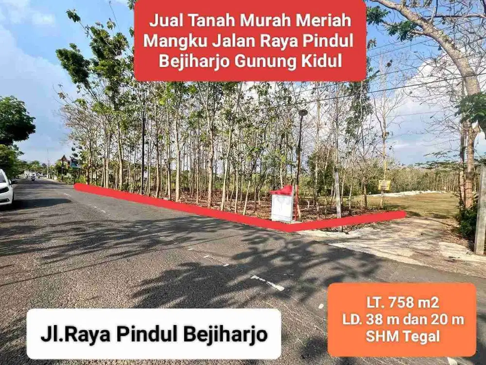 Jual Cepat tanah murah pinggir jalan raya wisata goa Pindul Bejiharjo Gunung Kidul Strategis