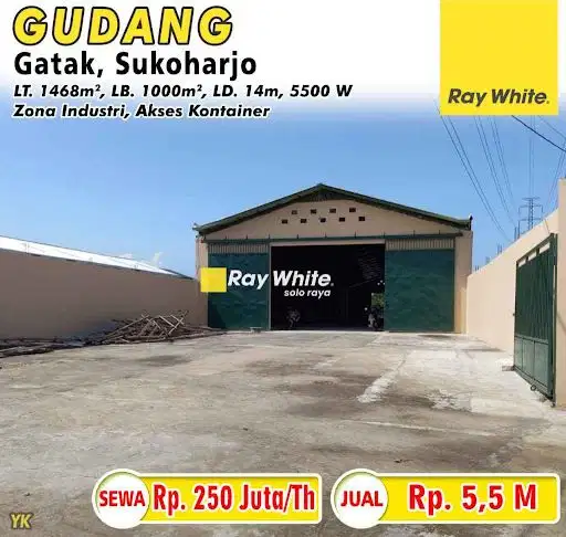 Jual Gudang Luas & Strategis di Gatak, Sukoharjo - Zona Industri
