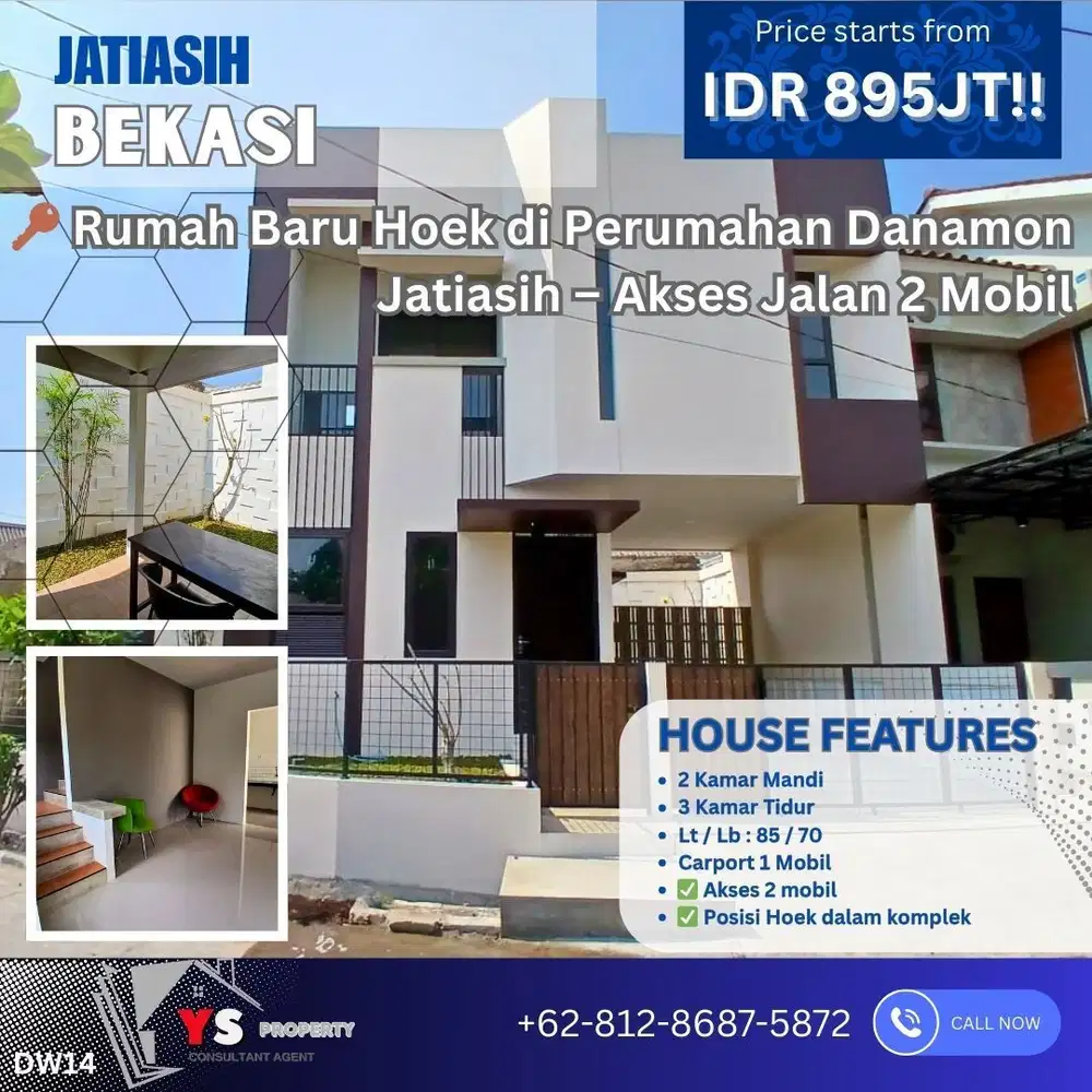 Dijual Rumah Hook 2 Lantai Modern – Danamon Jatiasih Bekasi DW14