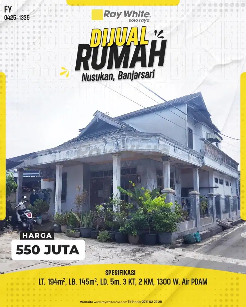 Rumah Luas di Nusukan Banjarsari Solo dekat Masjid Syaikh Zayed