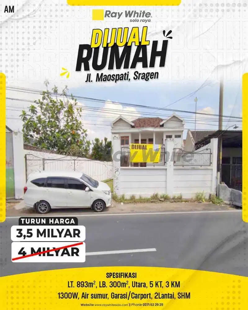 Rumah Luas 2 Lantai di Jl. Maospati, Sragen! Turun Harga!
