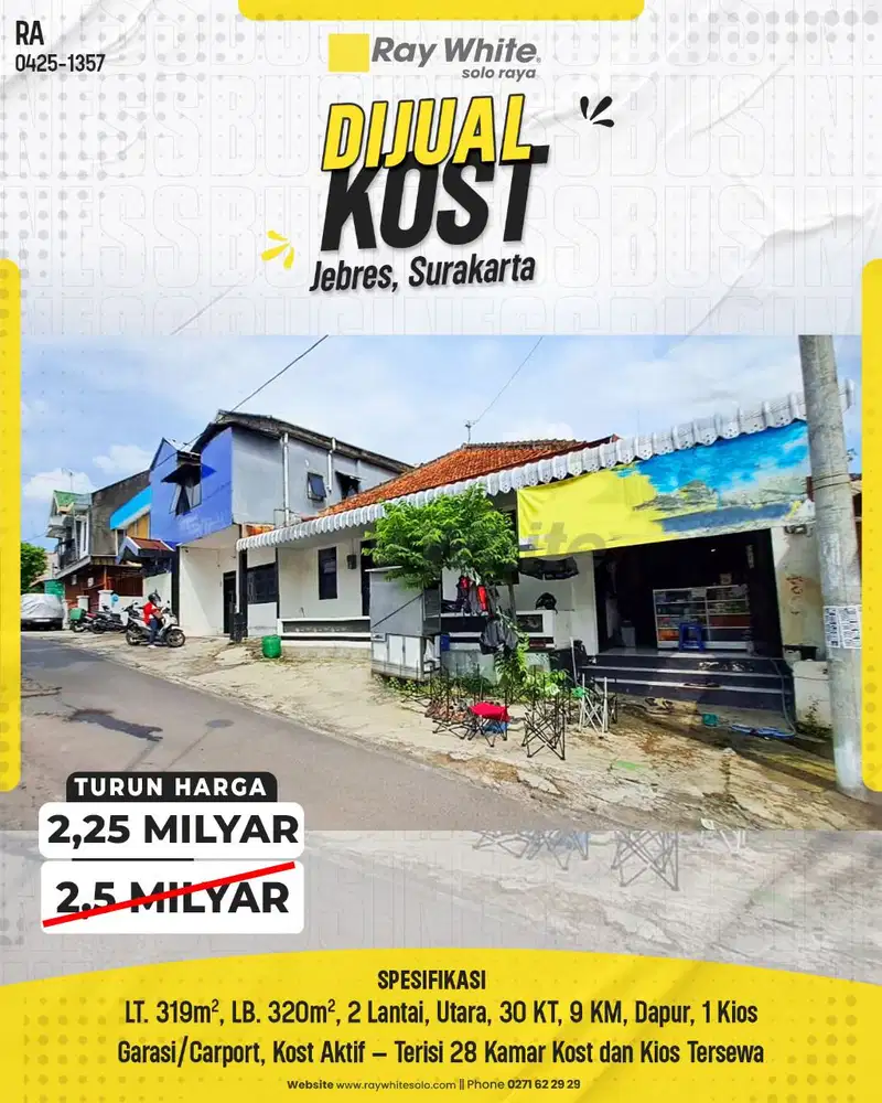 Dijual Cepat! Kos Aktif + Kios Dekat UNS/ISI – 30 Kamar Terisi