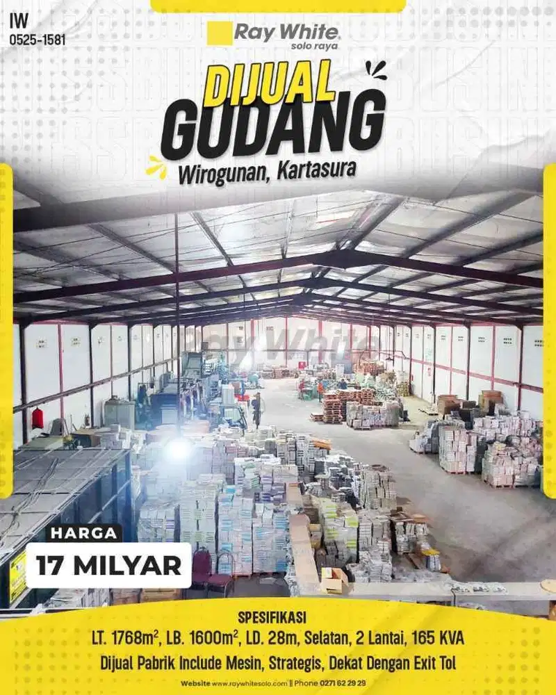 Pabrik Siap Operasi Lengkap dengan Mesin di Kartasura