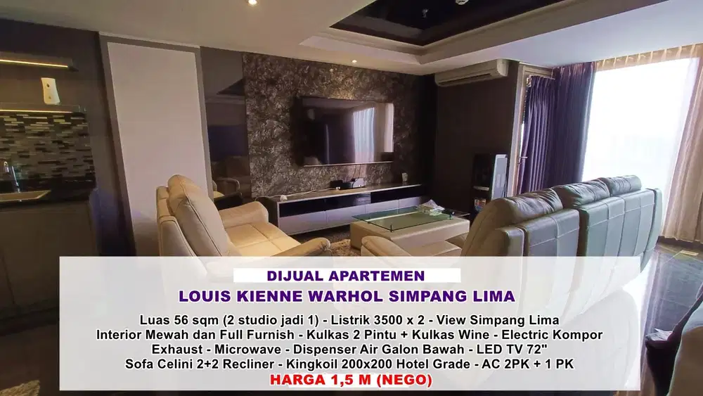 di jual apartemen louis kienne simpang lima 2 studio jadi 1