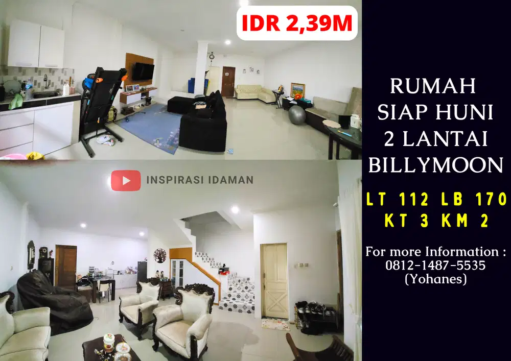 Rumah Billymoon 112mtr 2 lantai siap huni