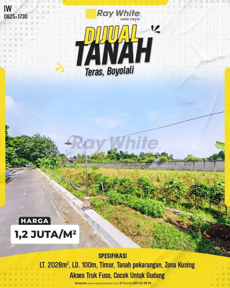 Dijual Tanah di Teras, Boyolali - Zona Kuning Cocok untuk Gudang!!