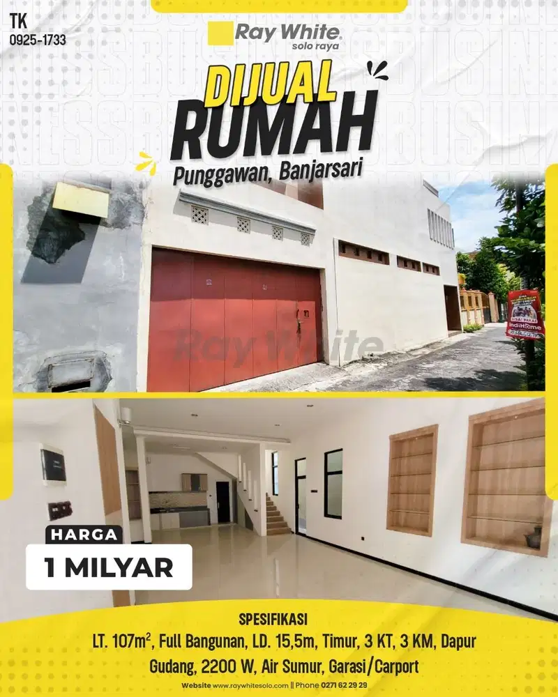 Rumah Modern Baru 2 Lantai di Punggawan, Banjarsari Solo