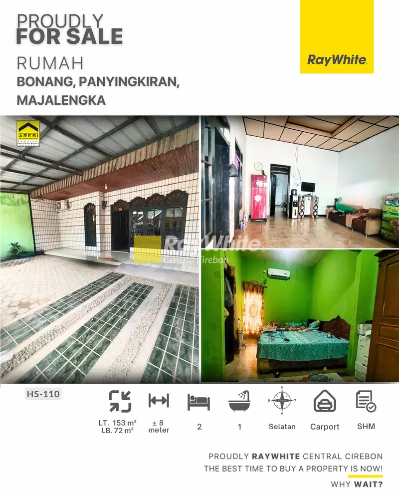 Jual Rumah Hadap Selatan Legalitas SHM di Bonang, Majalengka
