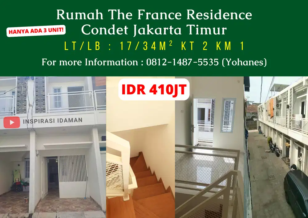 Dijual Rumah The France Residence Condet Jakarta Timur